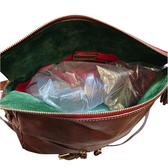 Dooney & Bourke Zip Sac Chestnut Leather Crossbody Shoulder Bag With Tassel Acce - Picture 13 of 16